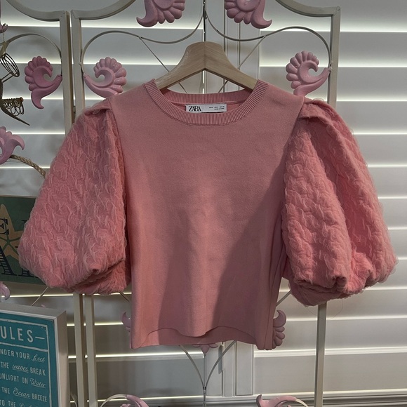 Zara Tops - Zara Blush Pink Puff Sleeve Blouse